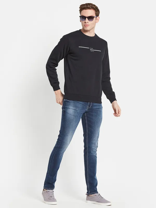 Men Navy Blue Printed Sweatshirt
