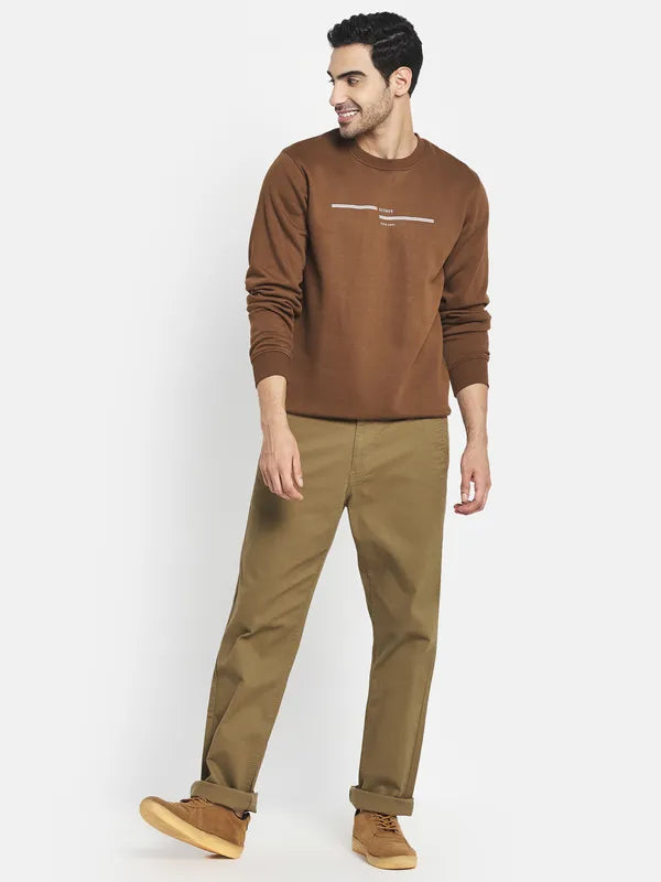 Men Brown Printed Sweatshirt