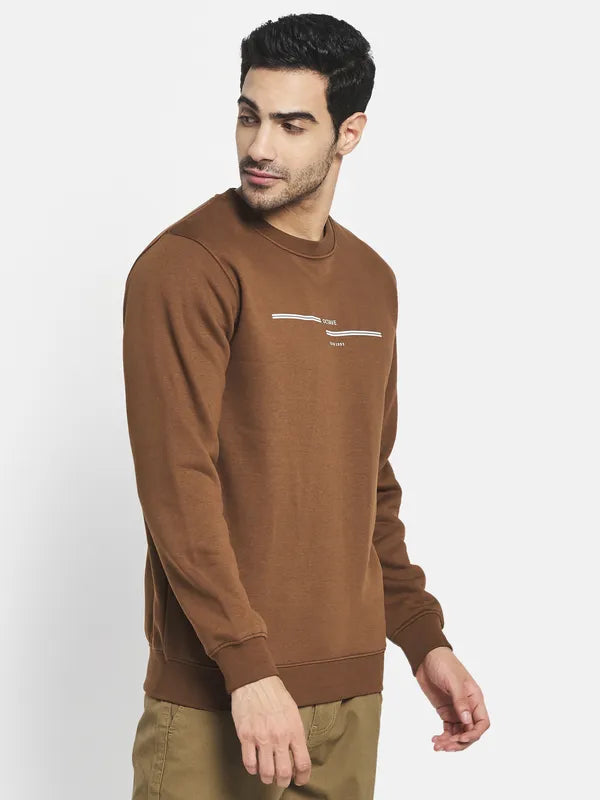 Men Brown Printed Sweatshirt