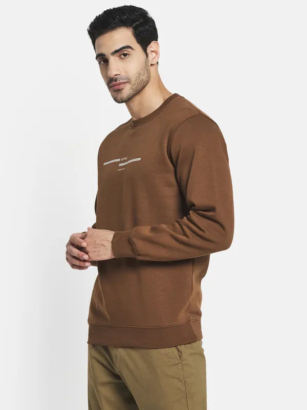 Men Brown Printed Sweatshirt