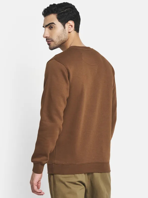 Men Brown Printed Sweatshirt