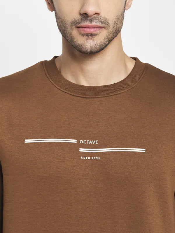 Men Brown Printed Sweatshirt