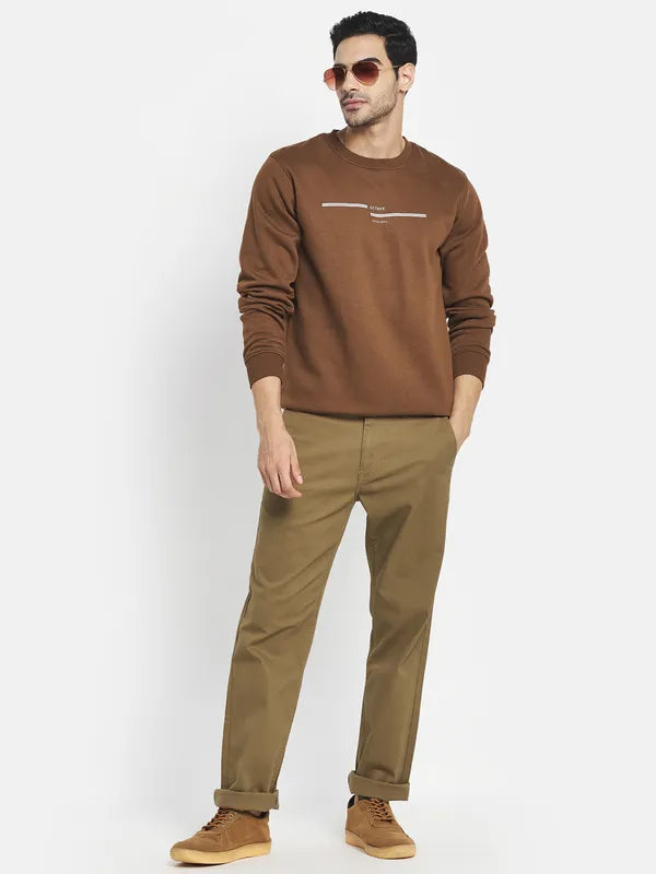 Men Brown Printed Sweatshirt