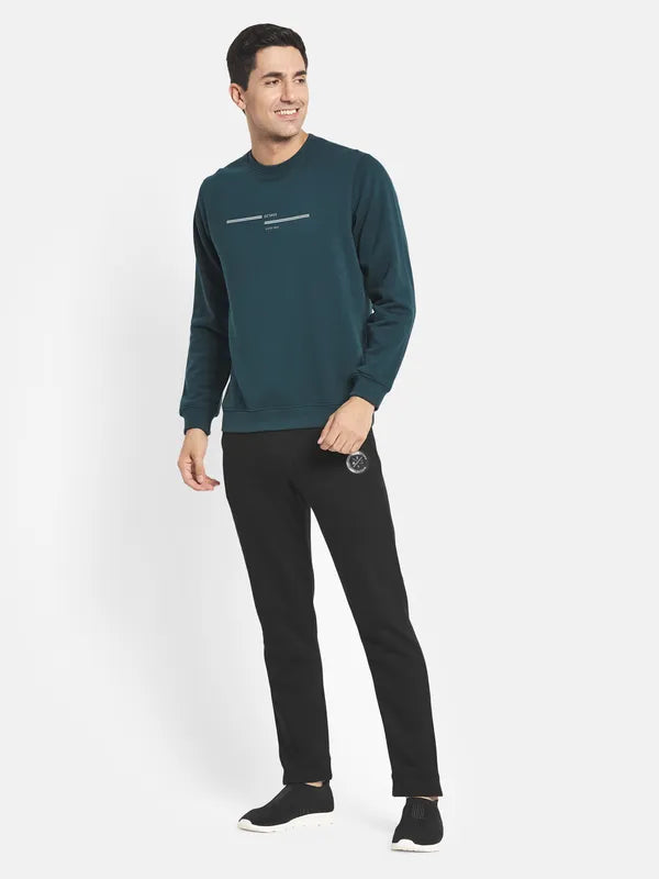 Men Green Round Neck Sweatshirt