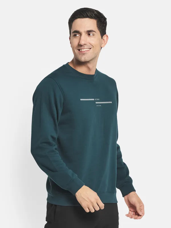 Men Green Round Neck Sweatshirt