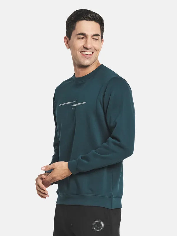 Men Green Round Neck Sweatshirt