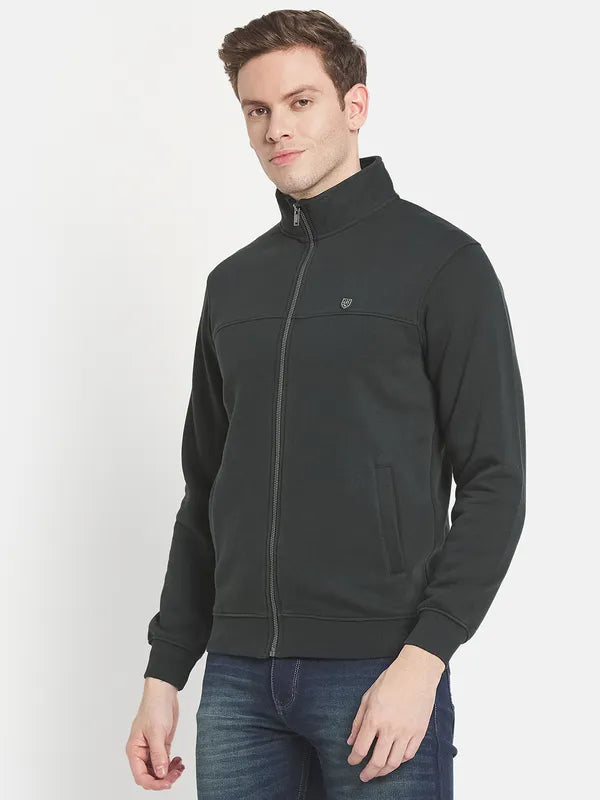 Plus Size Men Green Solid Sweatshirt