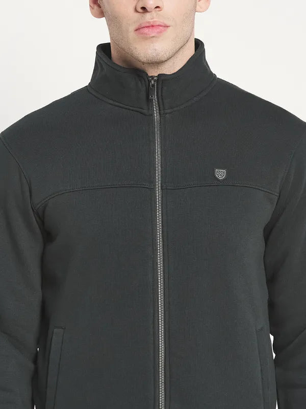Plus Size Men Green Solid Sweatshirt