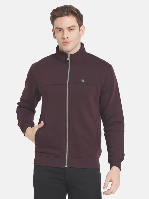 Men Maroon Solid Sweatshirt
