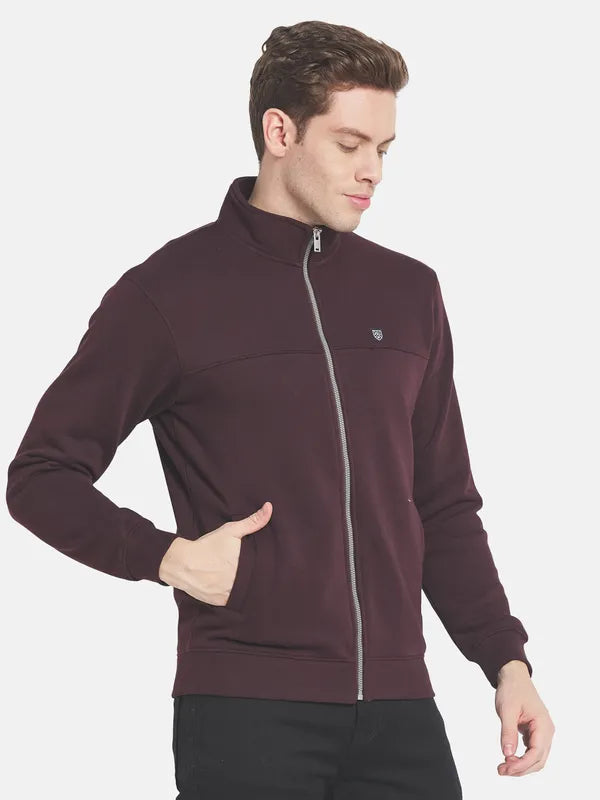 Men Maroon Solid Sweatshirt