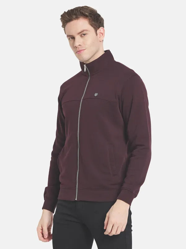 Men Maroon Solid Sweatshirt