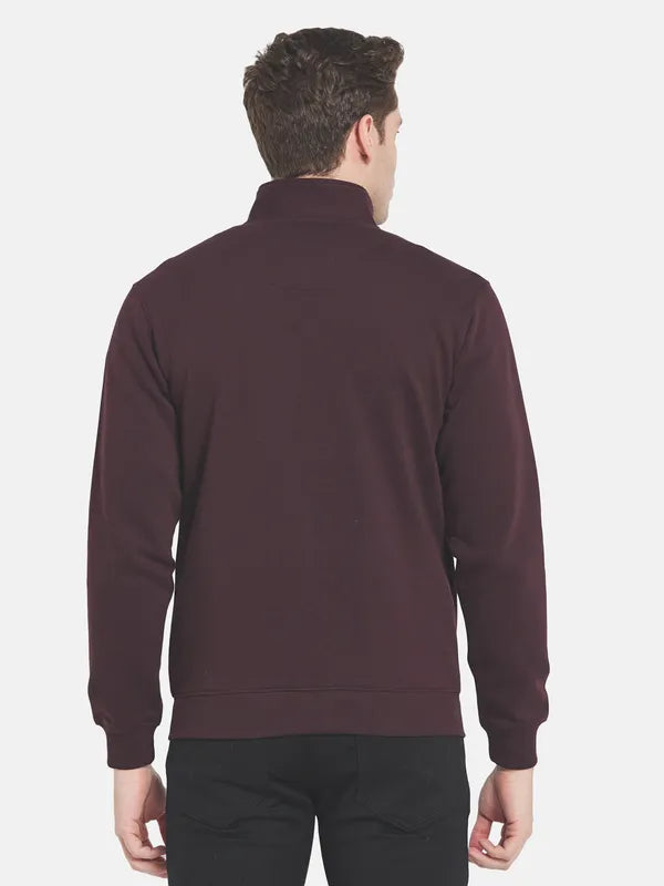 Men Maroon Solid Sweatshirt