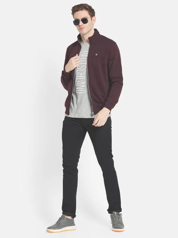 Men Maroon Solid Sweatshirt
