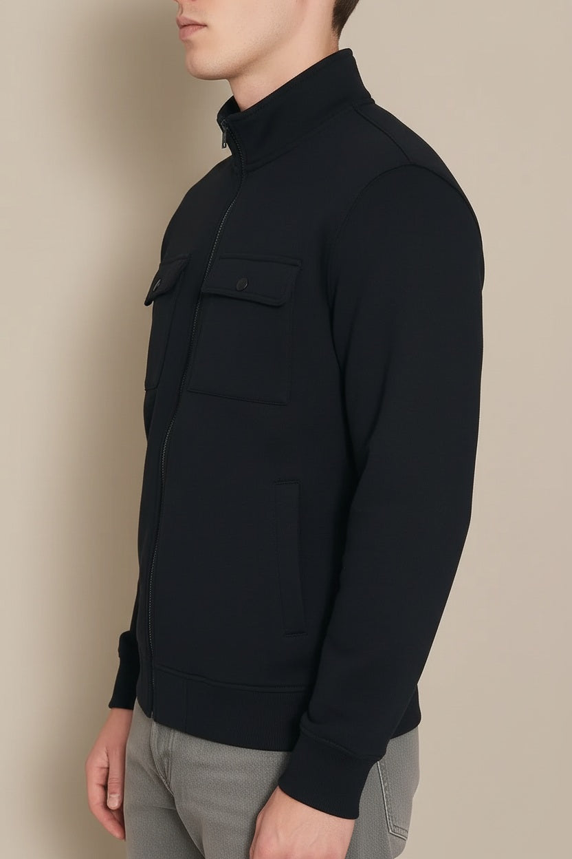 Men Solid Mandarin Neck Sweatshirt