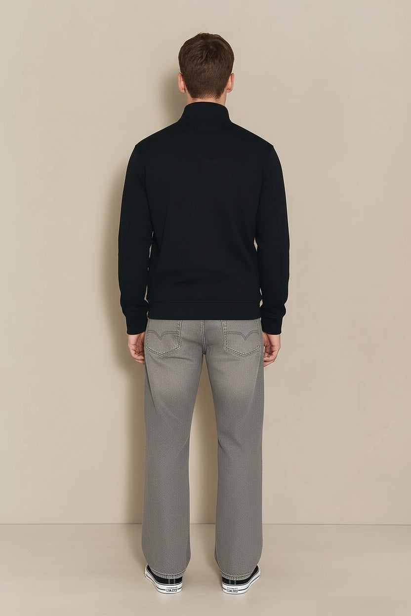 Men Solid Mandarin Neck Sweatshirt