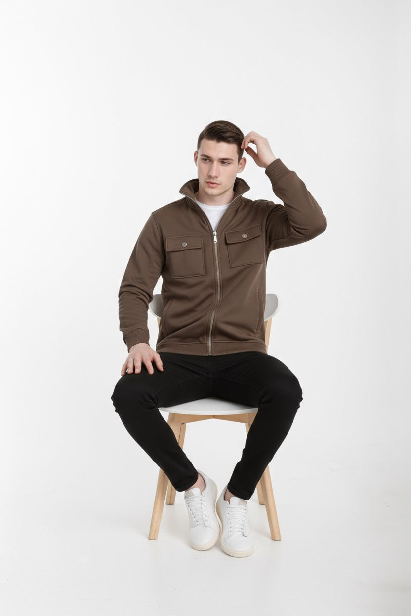 Octave Men Solid High Neck Sweatshirt