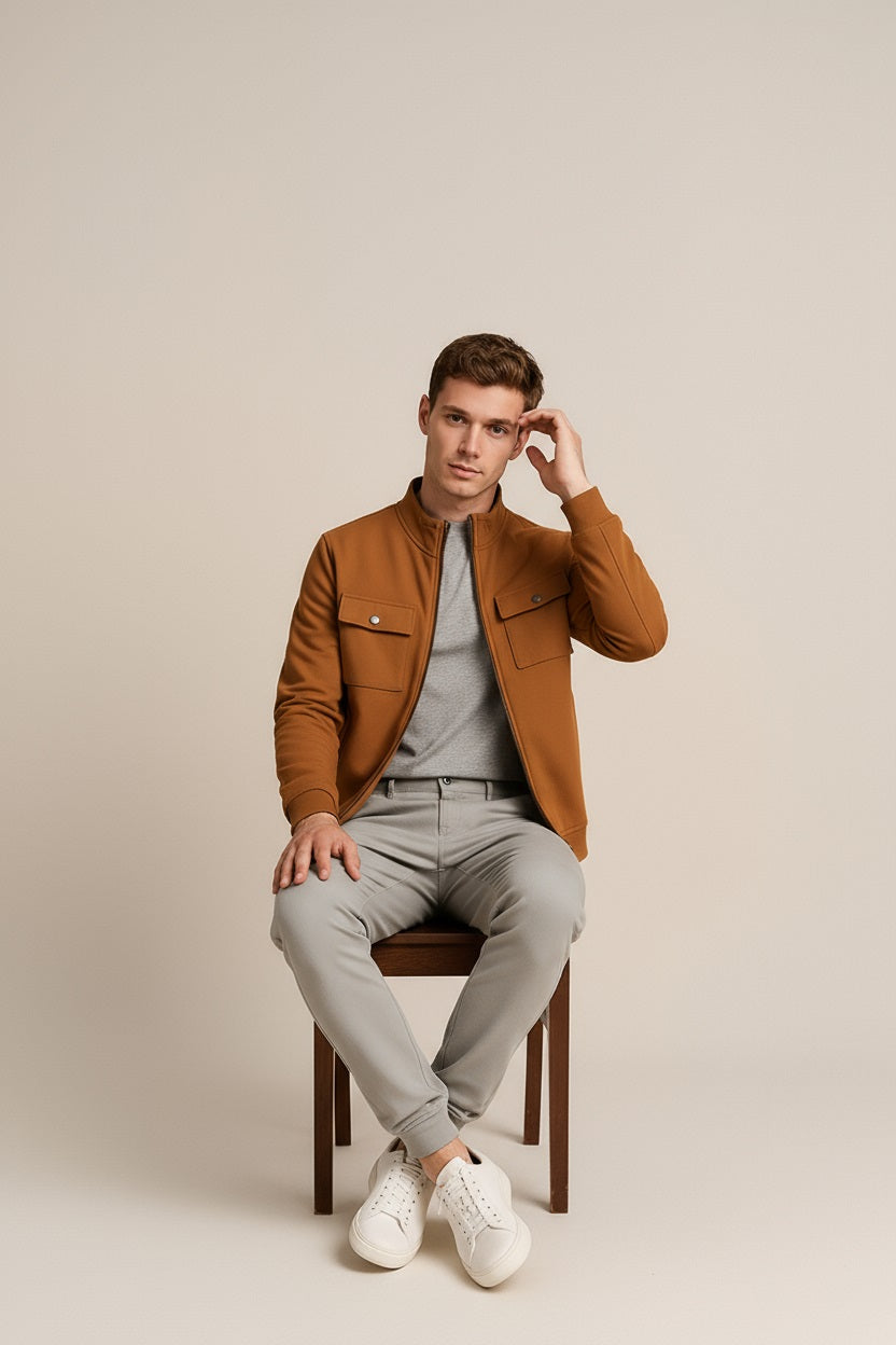 Octave Men Solid High Neck Sweatshirt