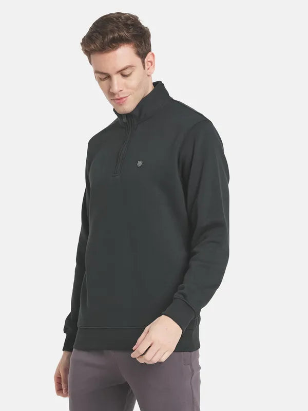 Men Olive Green Fleece Sweatshirt