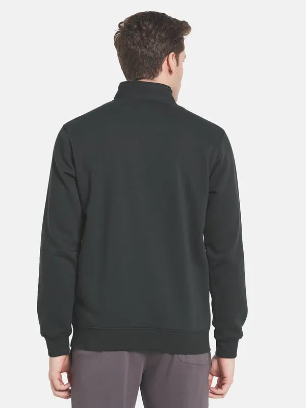 Men Olive Green Fleece Sweatshirt