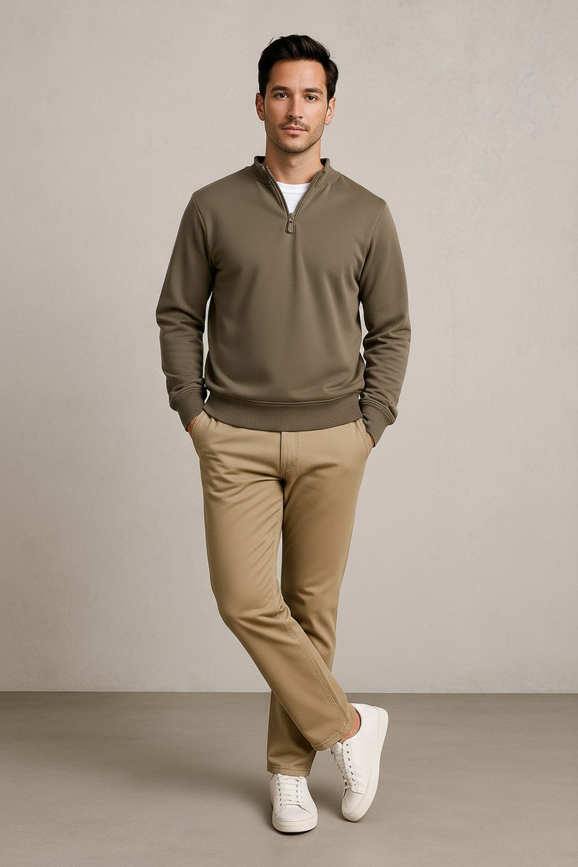 Octave Men Solid High Neck Sweatshirt