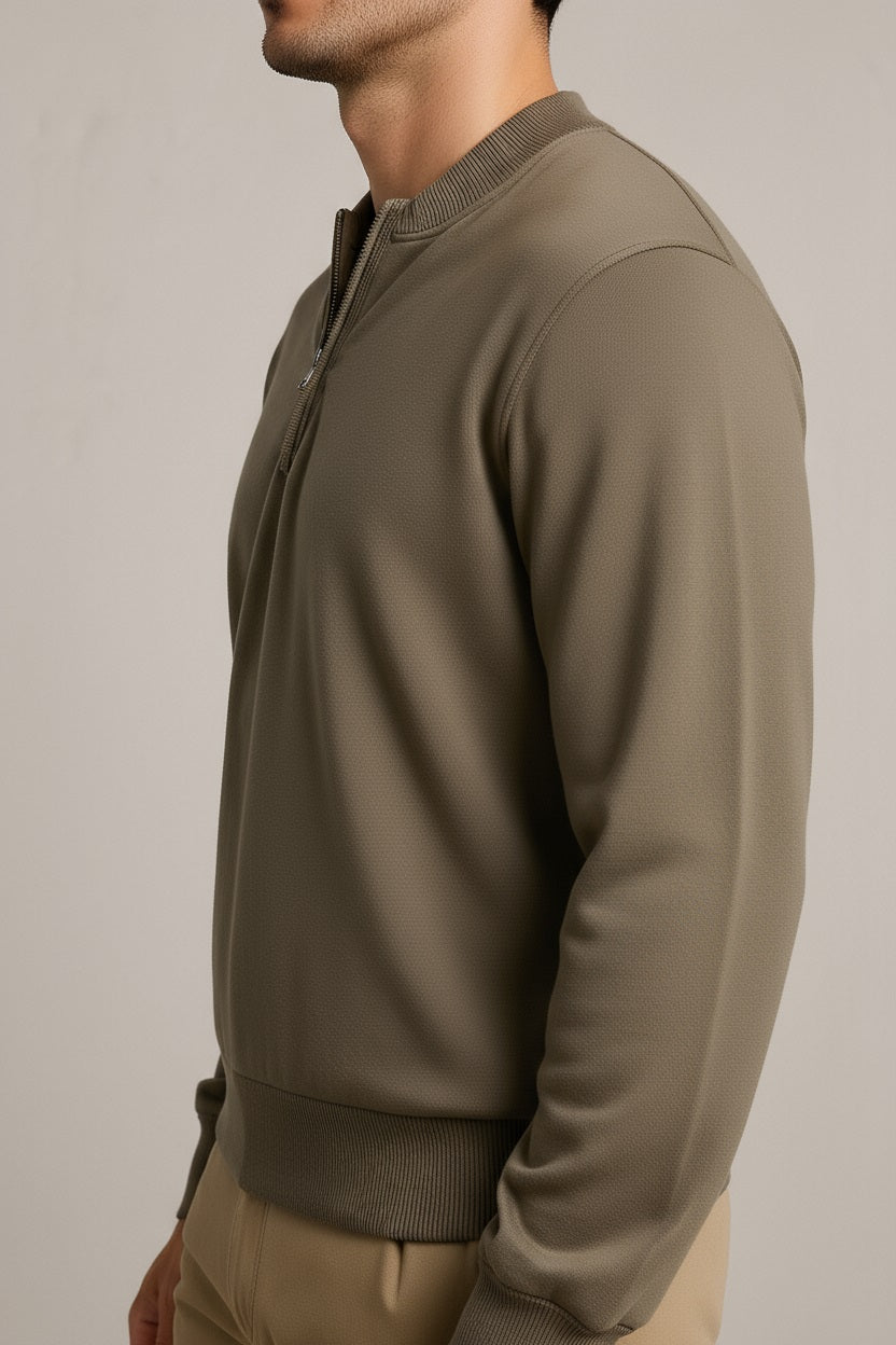 Octave Men Solid High Neck Sweatshirt