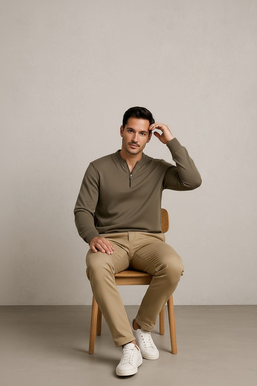 Octave Men Solid High Neck Sweatshirt