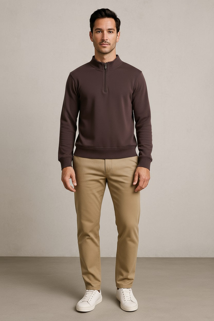 Octave Men Solid High Neck Sweatshirt