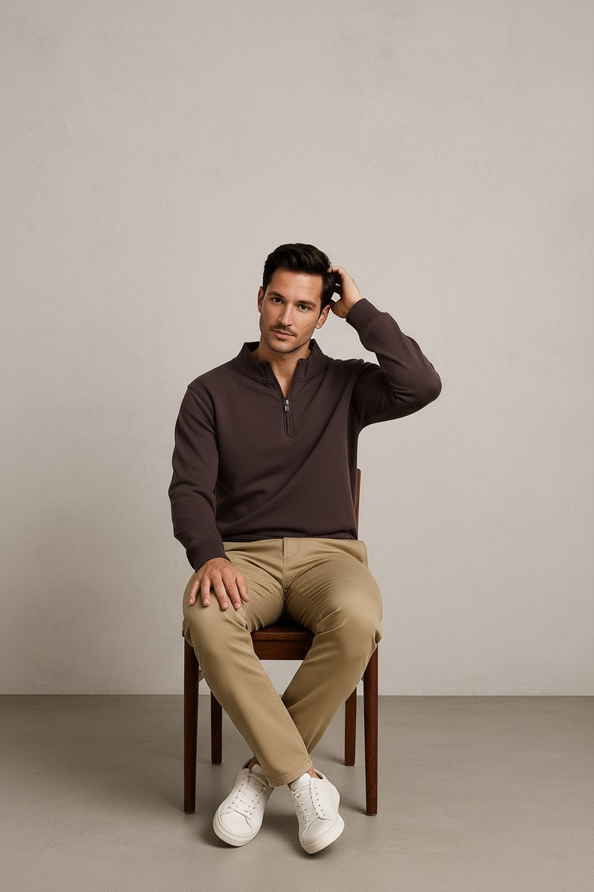 Octave Men Solid High Neck Sweatshirt