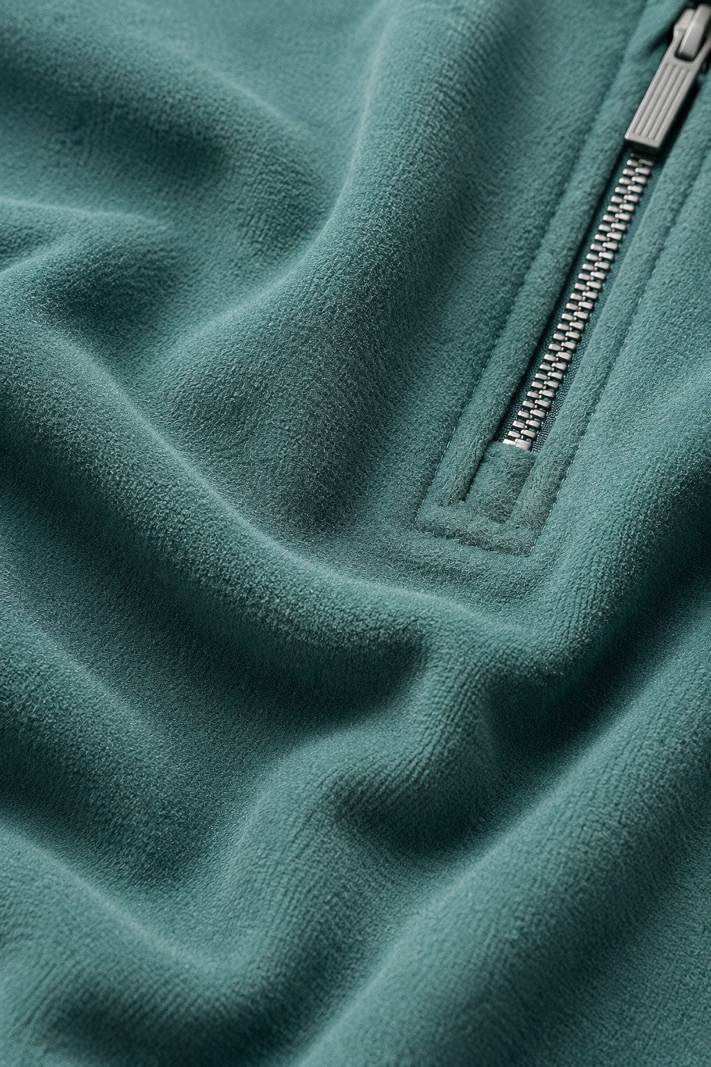 Men’s Bottle Green Suede Half-Zip Winter Sweatshirt