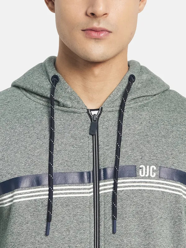 Octave Men Olive Green Printed Hooded Sweatshirt