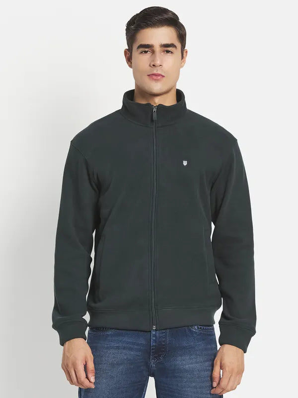 Men Green Solid Sweatshirt