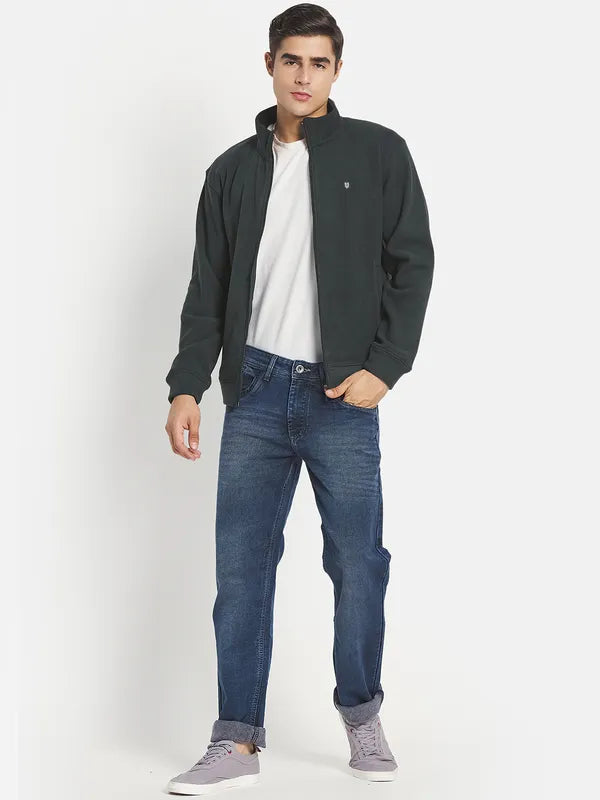 Men Green Solid Sweatshirt
