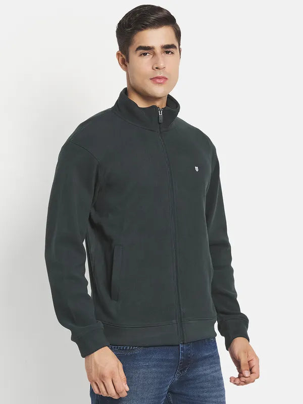 Men Green Solid Sweatshirt