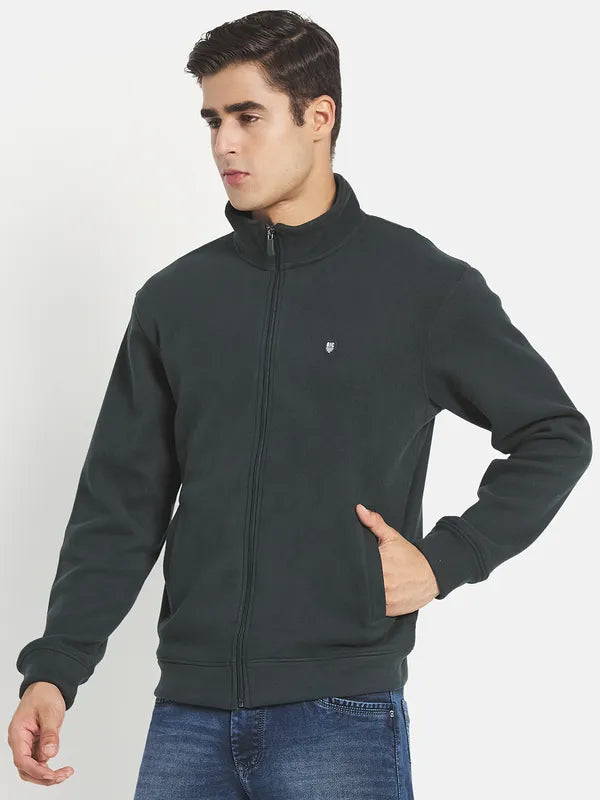 Men Green Solid Sweatshirt