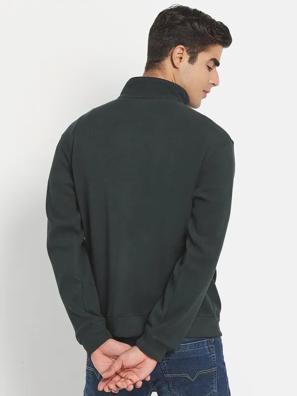 Men Green Solid Sweatshirt