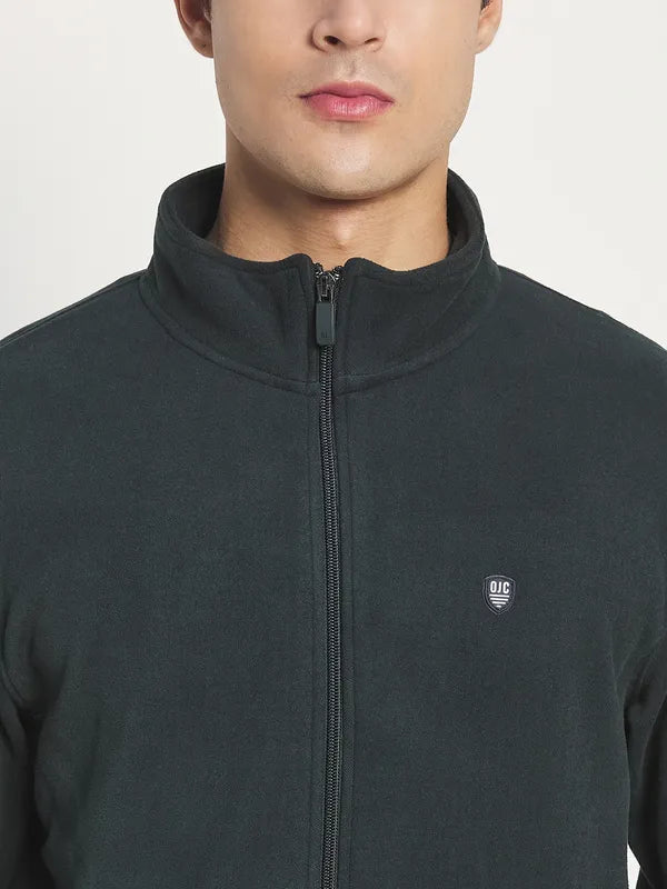 Men Green Solid Sweatshirt