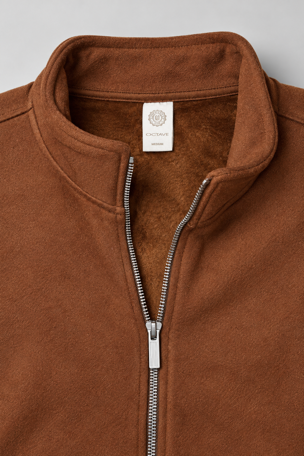 Men’s Regular Fit German Velvet Full-Zip Sweatshirt – Tan