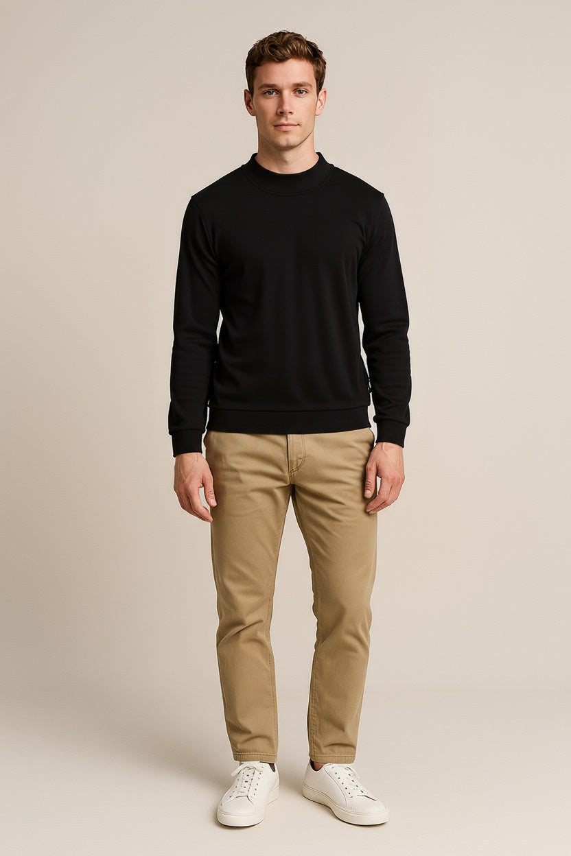 Octave Men Solid High Neck Sweatshirt