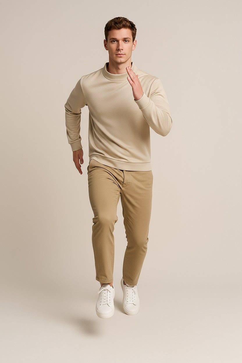 Octave Men Solid High Neck Sweatshirt