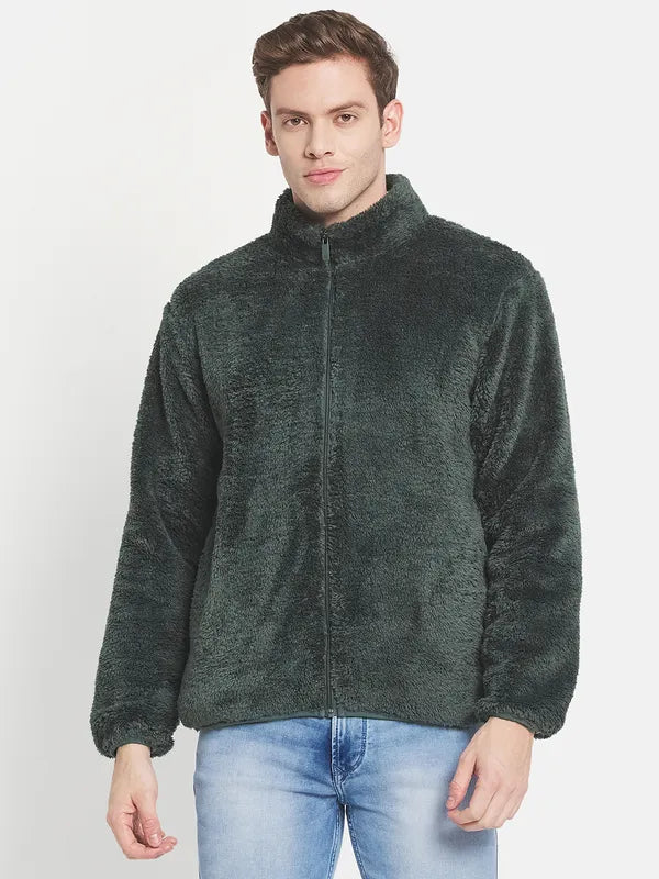 Men Green Solid Sweatshirt