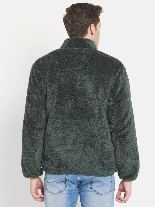 Men Green Solid Sweatshirt