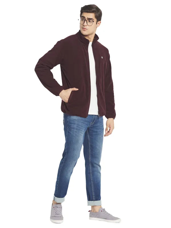 Octave Men Maroon Fleece Sweatshirt