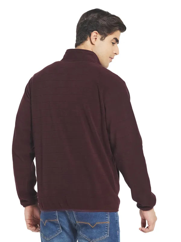 Octave Men Maroon Fleece Sweatshirt