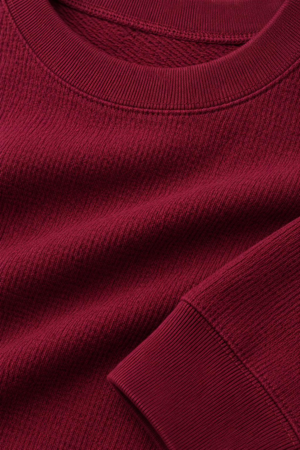 Men’s Deep Merlot Brushed Seersucker Fleece Full Sleeve Winter Sweatshirt