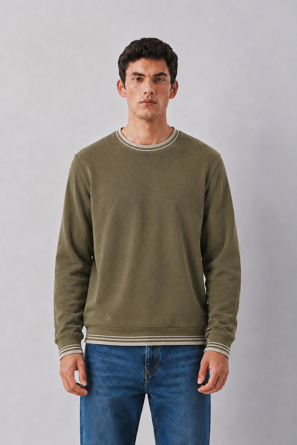 Men’s Tobacoo Flat Back Knit Bonded Winter Sweatshirt