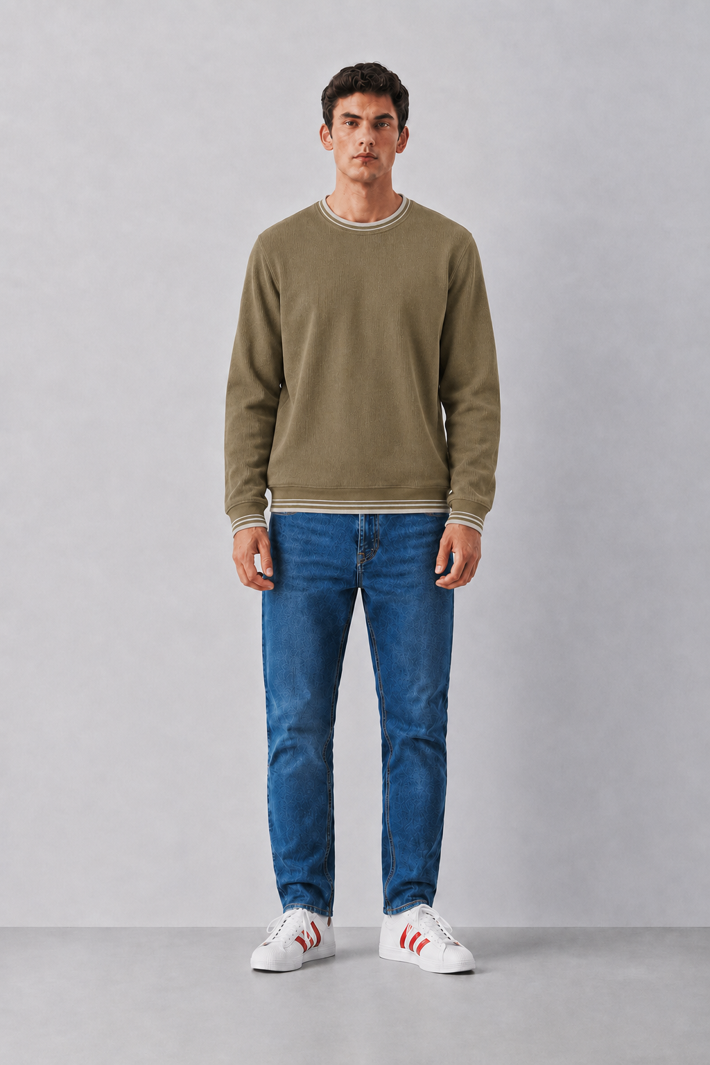 Men’s Tobacoo Flat Back Knit Bonded Winter Sweatshirt