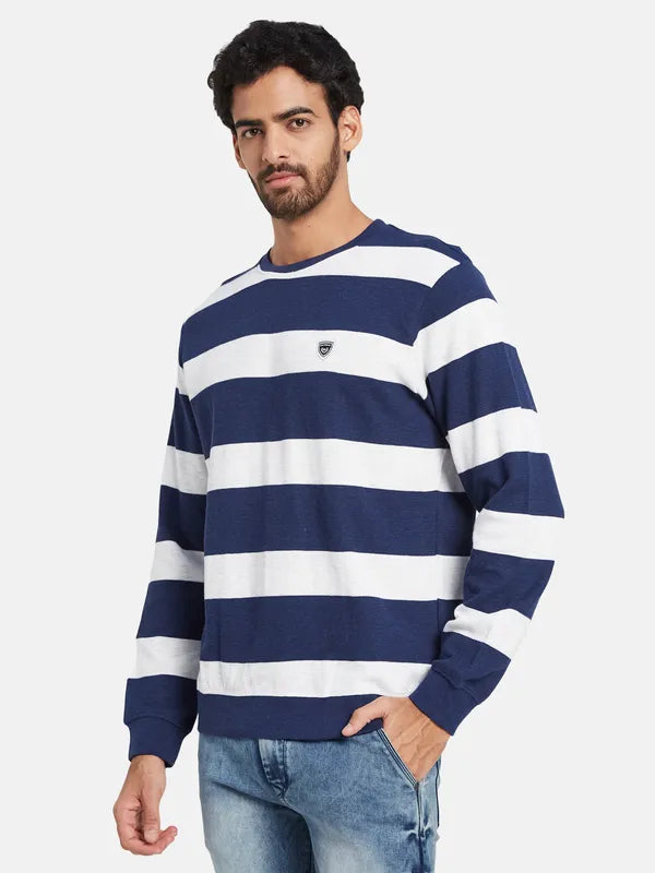 Octave Striped Round Neck Fleece Pullover