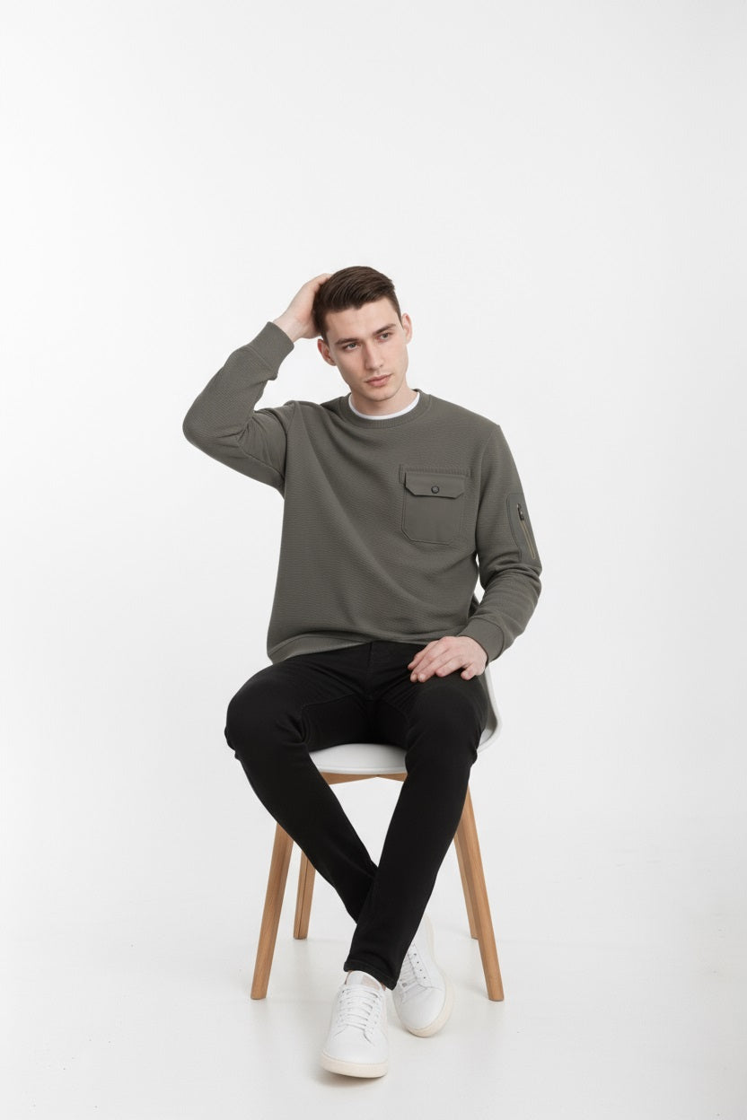 Octave Men Solid Round Neck Sweatshirt