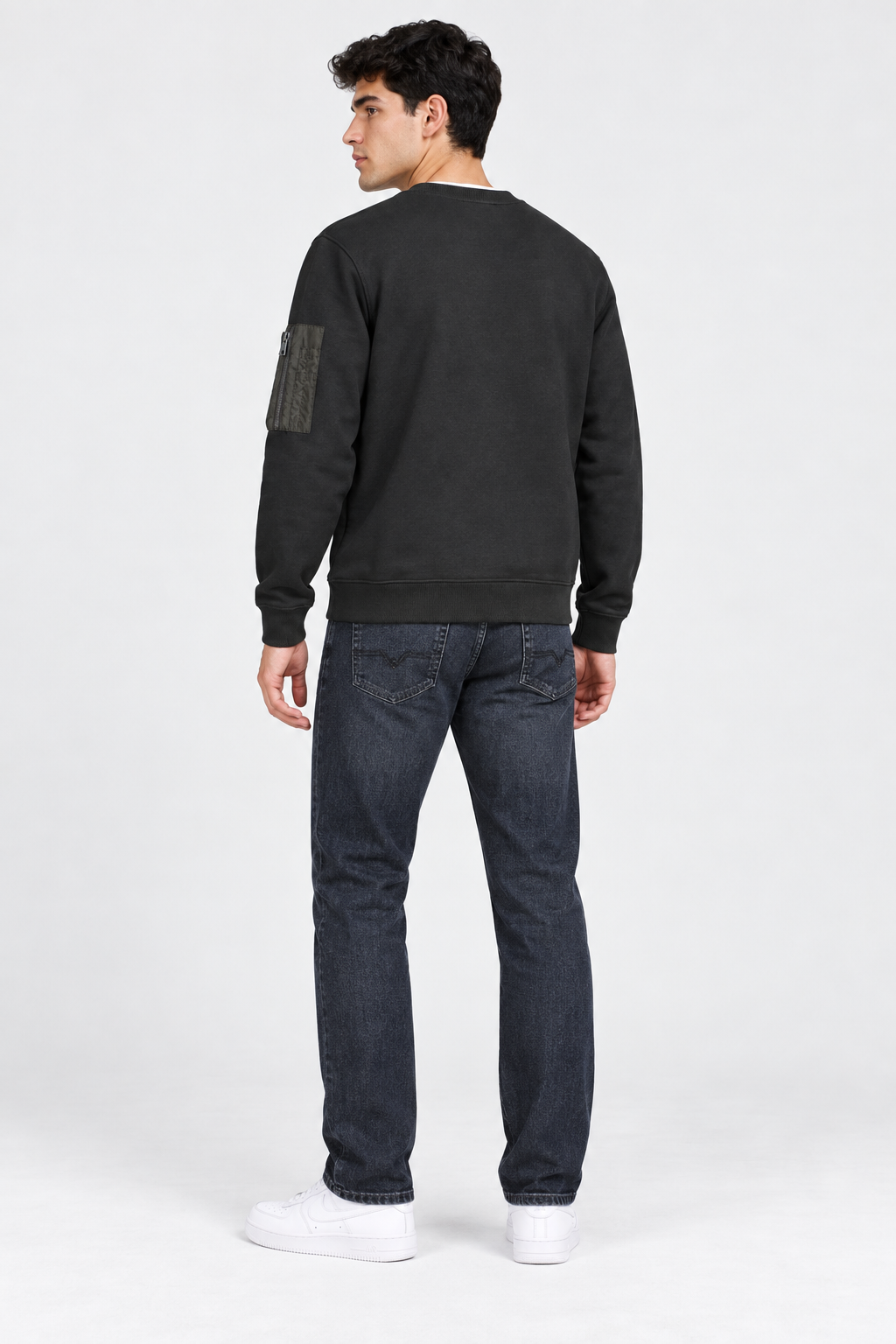 Men’s Regular Fit Cotton Brushed Fleece Utility Sweatshirt – Dark Olive