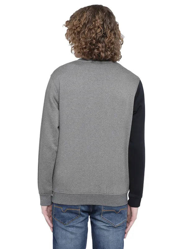 Octave Men Grey Colourblocked Fleece Sweatshirt